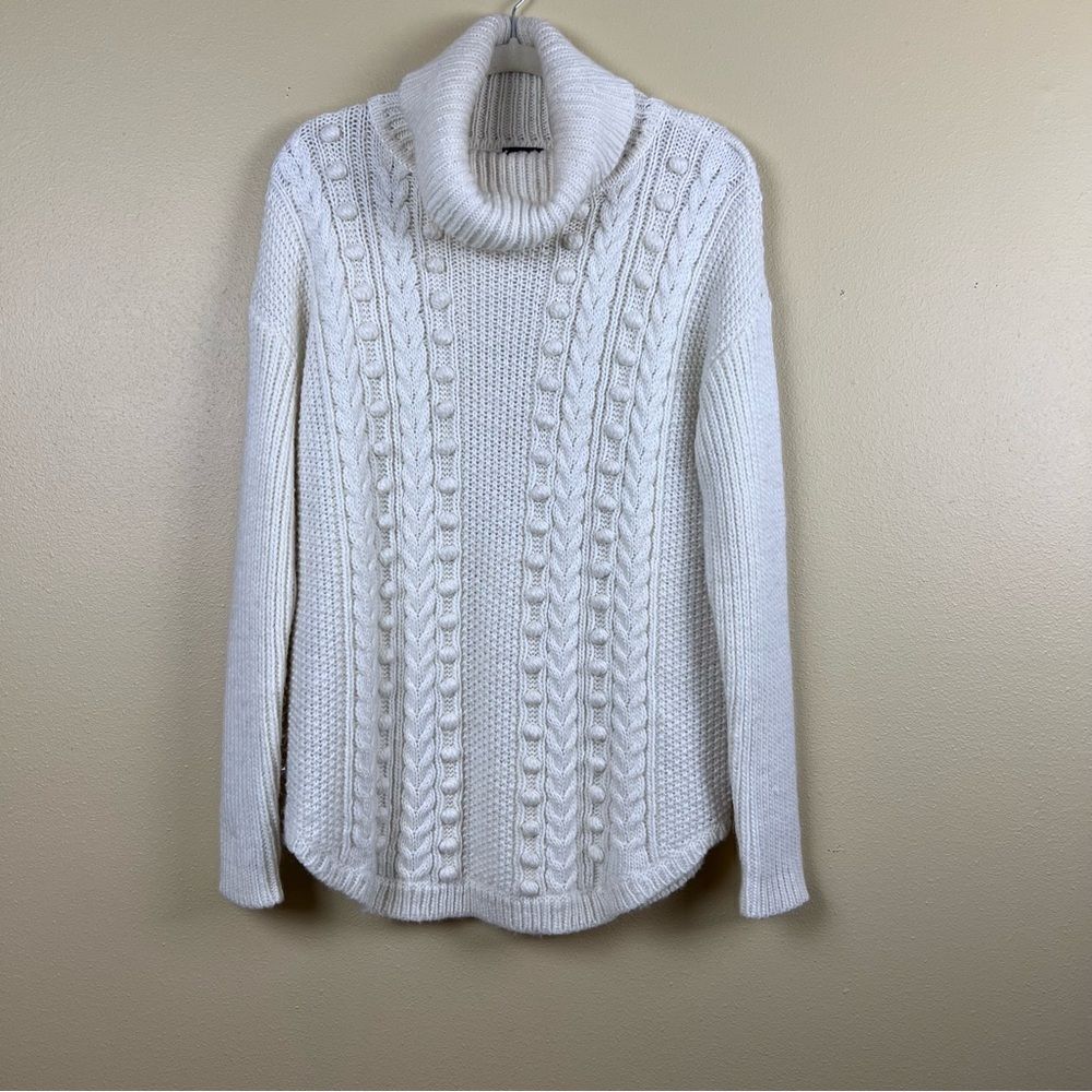 Talbots Sweater Pullover Cable Knit Cream Wool Blend - Picture 2 of 8